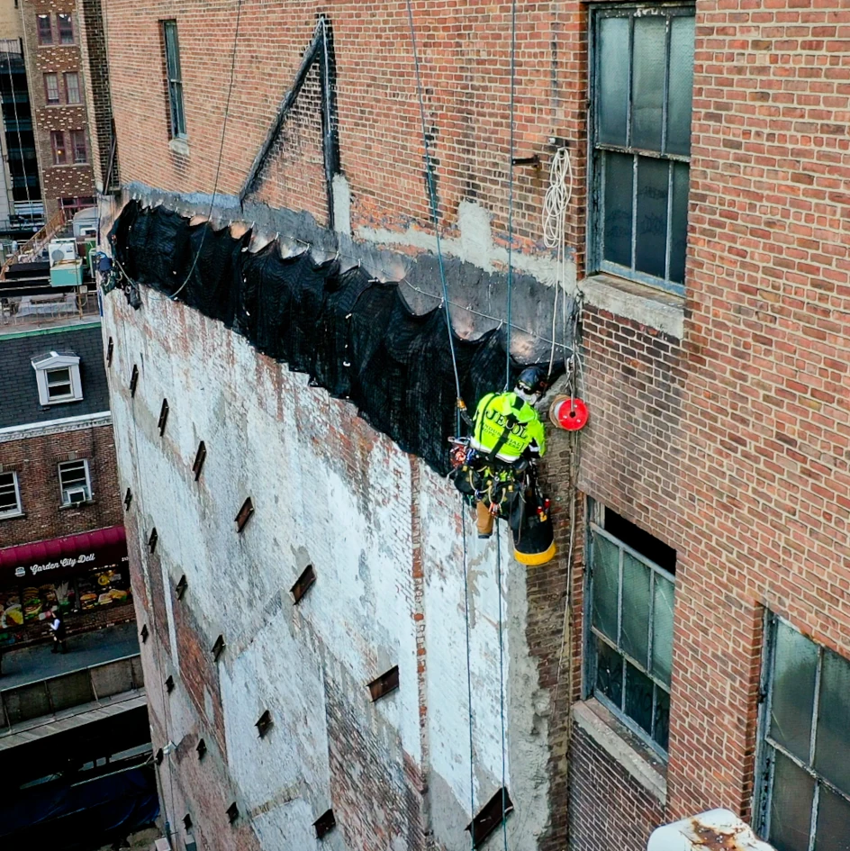 Building Facade being secured by Jepol Industiral Rope Access